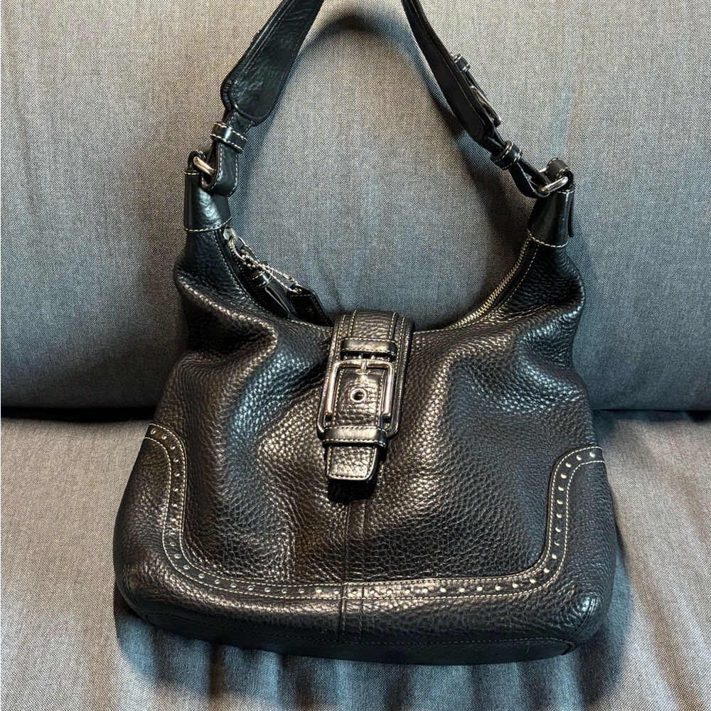 Vintage Coach Black Leather hobo Women's Bag